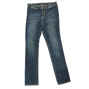 TRU LUXE sz 4/W27 blue lipstick front pockets straight jeans tall 32.5”